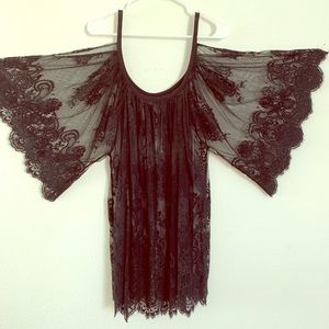 Black Lace Cover Up Mini Dress
